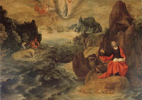 Landscape with john the Evangelist Writing the Book of Revelation on the Island of Patmos, Tobias Verhaeght